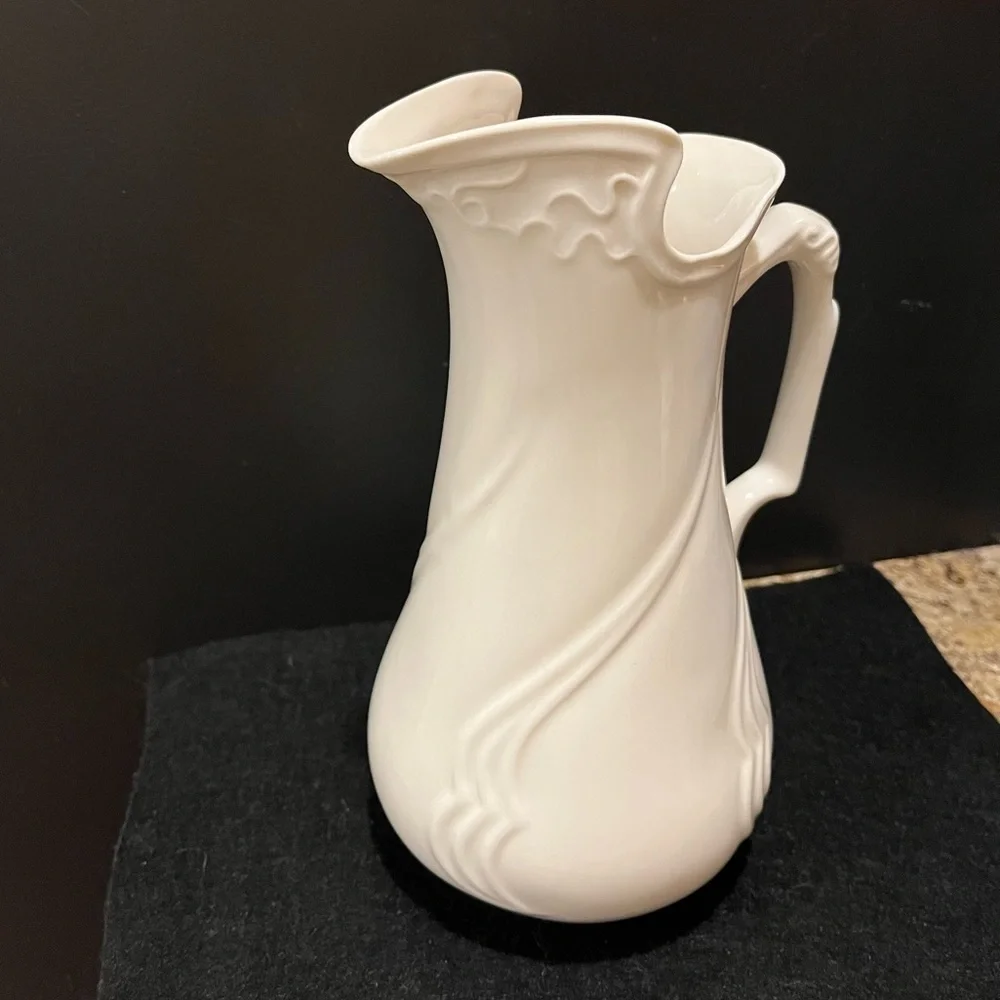 Vintage I. Godinger & Co. Embossed Ivory Porcelain Pitcher